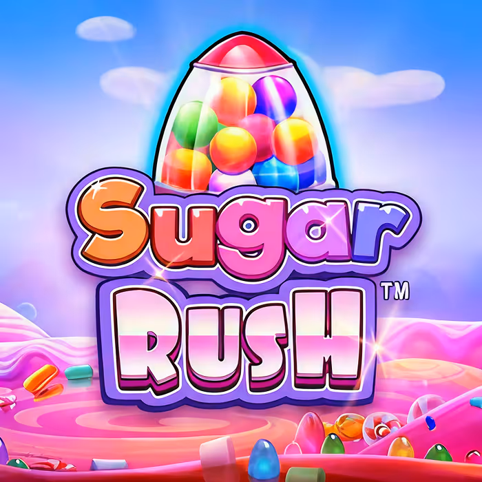 Sugar Rush colorful candy-themed slot with cluster pays mechanism